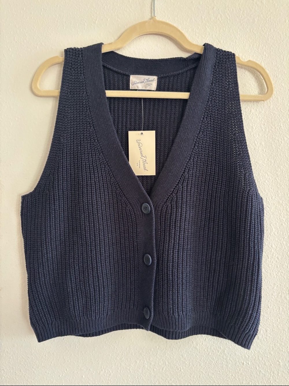 Universal Thread Navy Ribbed Button-Front Sweater Vest